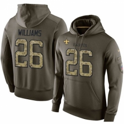 NFL Nike New Orleans Saints 26 PJ Williams Green Salute To Service Mens Pullover Hoodie