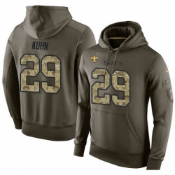 NFL Nike New Orleans Saints 29 John Kuhn Green Salute To Service Mens Pullover Hoodie