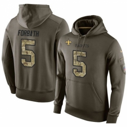 NFL Nike New Orleans Saints 5 Kai Forbath Green Salute To Service Mens Pullover Hoodie