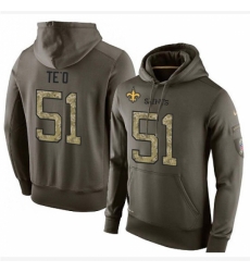 NFL Nike New Orleans Saints 51 Manti Teo Green Salute To Service Mens Pullover Hoodie