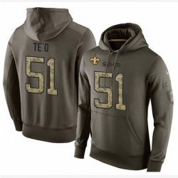 NFL Nike New Orleans Saints 51 Manti Teo Green Salute To Service Mens Pullover Hoodie