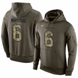 NFL Nike New Orleans Saints 6 Thomas Morstead Green Salute To Service Mens Pullover Hoodie