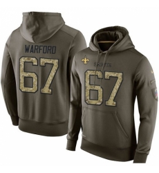 NFL Nike New Orleans Saints 67 Larry Warford Green Salute To Service Mens Pullover Hoodie