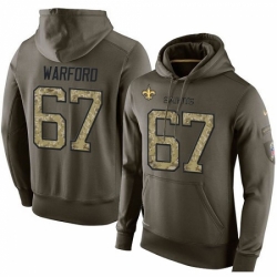 NFL Nike New Orleans Saints 67 Larry Warford Green Salute To Service Mens Pullover Hoodie