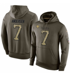 NFL Nike New Orleans Saints 7 Morten Andersen Green Salute To Service Mens Pullover Hoodie