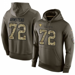 NFL Nike New Orleans Saints 72 Terron Armstead Green Salute To Service Mens Pullover Hoodie
