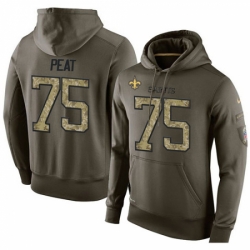 NFL Nike New Orleans Saints 75 Andrus Peat Green Salute To Service Mens Pullover Hoodie