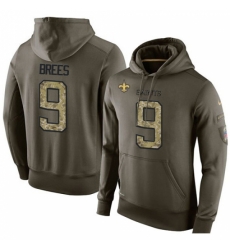 NFL Nike New Orleans Saints 9 Drew Brees Green Salute To Service Mens Pullover Hoodie