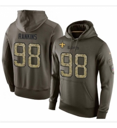 NFL Nike New Orleans Saints 98 Sheldon Rankins Green Salute To Service Mens Pullover Hoodie