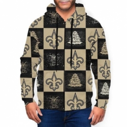 Saints Team Ugly Christmas Mens Zip Hooded Sweatshirt