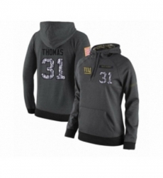 Football Womens New York Giants 31 Michael Thomas Stitched Black Anthracite Salute to Service Player Performance Hoodie