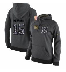 NFL Womens Nike New York Giants 15 Brandon Marshall Stitched Black Anthracite Salute to Service Player Performance Hoodie