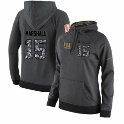 NFL Womens Nike New York Giants 15 Brandon Marshall Stitched Black Anthracite Salute to Service Player Performance Hoodie