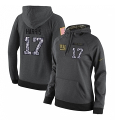 NFL Womens Nike New York Giants 17 Dwayne Harris Stitched Black Anthracite Salute to Service Player Performance Hoodie