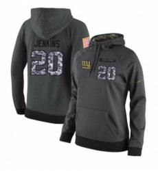 NFL Womens Nike New York Giants 20 Janoris Jenkins Stitched Black Anthracite Salute to Service Player Performance Hoodie