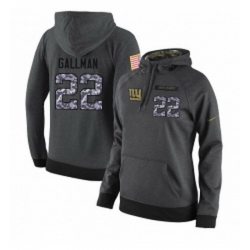 NFL Womens Nike New York Giants 22 Wayne Gallman Stitched Black Anthracite Salute to Service Player Performance Hoodie
