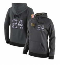 NFL Womens Nike New York Giants 24 Eli Apple Stitched Black Anthracite Salute to Service Player Performance Hoodie