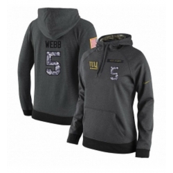 NFL Womens Nike New York Giants 5 Davis Webb Stitched Black Anthracite Salute to Service Player Performance Hoodie