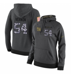 NFL Womens Nike New York Giants 54 Olivier Vernon Stitched Black Anthracite Salute to Service Player Performance Hoodie