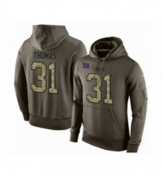 Football Mens New York Giants 31 Michael Thomas Green Salute To Service Pullover Hoodie
