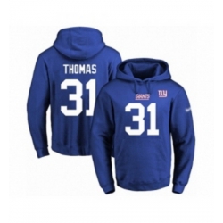 Football Mens New York Giants 31 Michael Thomas Royal Blue Name Number Pullover Hoodie