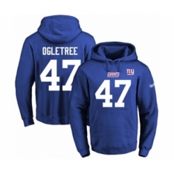 Football Mens New York Giants 47 Alec Ogletree Royal Blue Name Number Pullover Hoodie