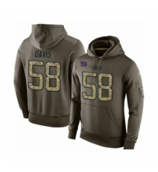 Football Mens New York Giants 58 Tae Davis Green Salute To Service Pullover Hoodie