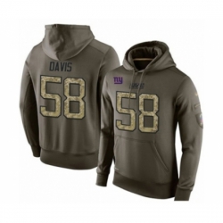 Football Mens New York Giants 58 Tae Davis Green Salute To Service Pullover Hoodie