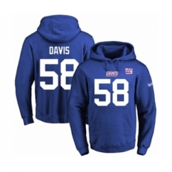 Football Mens New York Giants 58 Tae Davis Royal Blue Name Number Pullover Hoodie