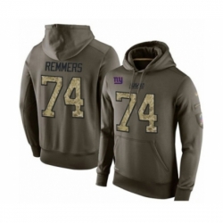 Football Mens New York Giants 74 Mike Remmers Green Salute To Service Pullover Hoodie