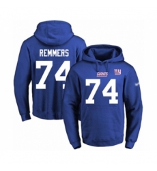 Football Mens New York Giants 74 Mike Remmers Royal Blue Name Number Pullover Hoodie