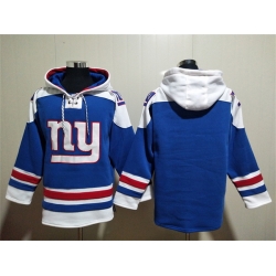 Men New York Giants Blank Blue Lace Up Pullover Hoodie