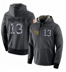 NFL Mens Nike New York Giants 13 Odell Beckham Jr Stitched Black Anthracite Salute to Service Player Performance Hoodie