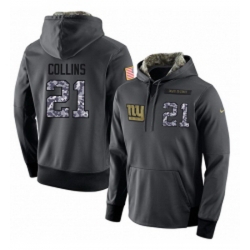 NFL Mens Nike New York Giants 21 Landon Collins Stitched Black Anthracite Salute to Service Player Performance Hoodie