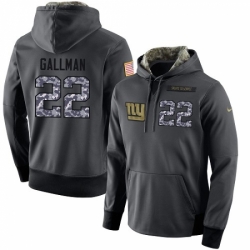NFL Mens Nike New York Giants 22 Wayne Gallman Stitched Black Anthracite Salute to Service Player Performance Hoodie