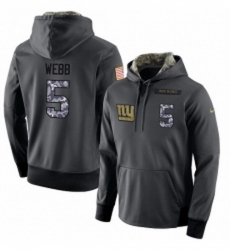 NFL Mens Nike New York Giants 5 Davis Webb Stitched Black Anthracite Salute to Service Player Performance Hoodie