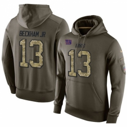 NFL Nike New York Giants 13 Odell Beckham Jr Green Salute To Service Mens Pullover Hoodie