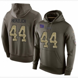 NFL Nike New York Giants 44 Mark Herzlich Green Salute To Service Mens Pullover Hoodie