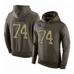 NFL Nike New York Giants 74 Ereck Flowers Green Salute To Service Mens Pullover Hoodie