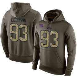 NFL Nike New York Giants 93 BJ Goodson Green Salute To Service Mens Pullover Hoodie