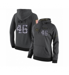 Football Womens New York Jets 46 Neville Hewitt Stitched Black Anthracite Salute to Service Player Performance Hoodie