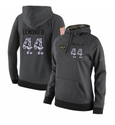 NFL Womens Nike New York Jets 44 Corey Lemonier Elite Stitched Black Anthracite Salute to Service Player Performance Hoodie