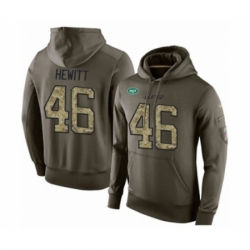 Football Mens New York Jets 46 Neville Hewitt Green Salute To Service Pullover Hoodie