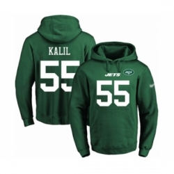 Football Mens New York Jets 55 Ryan Kalil Green Name Number Pullover Hoodie