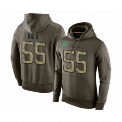 Football Mens New York Jets 55 Ryan Kalil Green Salute To Service Pullover Hoodie