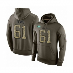 Football Mens New York Jets 61 Alex Lewis Green Salute To Service Pullover Hoodie