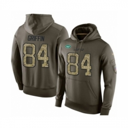 Football Mens New York Jets 84 Ryan Griffin Green Salute To Service Pullover Hoodie