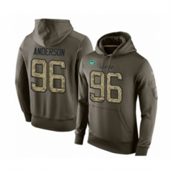 Football Mens New York Jets 96 Henry Anderson Green Salute To Service Pullover Hoodie