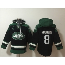 Men New York Jets 8 Aaron Rodgers Black Ageless Must Have Lace Up Pullover Hoodie