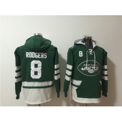 Men New York Jets 8 Aaron Rodgers Green Ageless Must Have Lace Up Pullover Hoodie